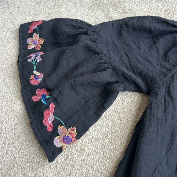 NWT Umgee BoHo Floral Embroidered Black Tunic Dress size Small - Picture 4 of 4